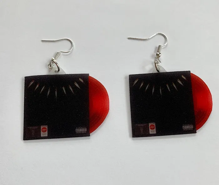 Black Panther Movie Soundtrack Vinyl Album Handmade Earrings Sam Makes Things Earrings