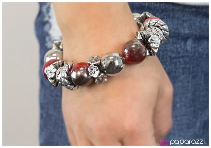Bracelets Paparazzi Jewelry Paparazzi Bracelet Fire and Brimstone Red