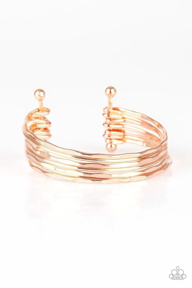 Bracelets Paparazzi Jewelry Paparazzi Bracelet Timelessly Textured Rose Gold