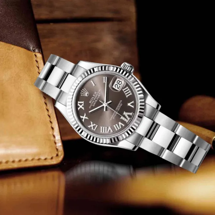 Bracelets Rolex Rolex Datejust 31mm Ref 2782740027 Dark Grey Roman Diamond Dial Stainless Steel Oyster Bracelet Womens Watch