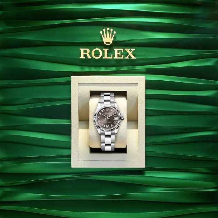 Bracelets Rolex Rolex Datejust 31mm Ref 2782740027 Dark Grey Roman Diamond Dial Stainless Steel Oyster Bracelet Womens Watch