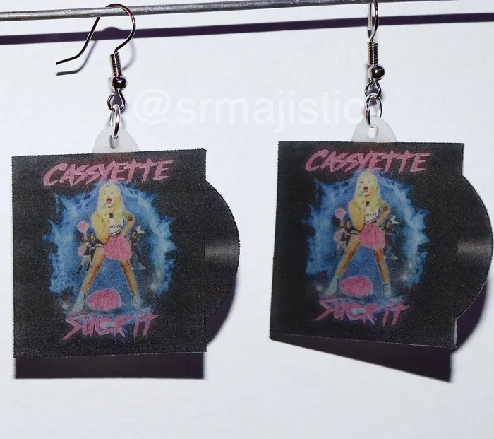 Cassyette Suck It Vinyl Album Handmade Earrings Sam Makes Things Earrings
