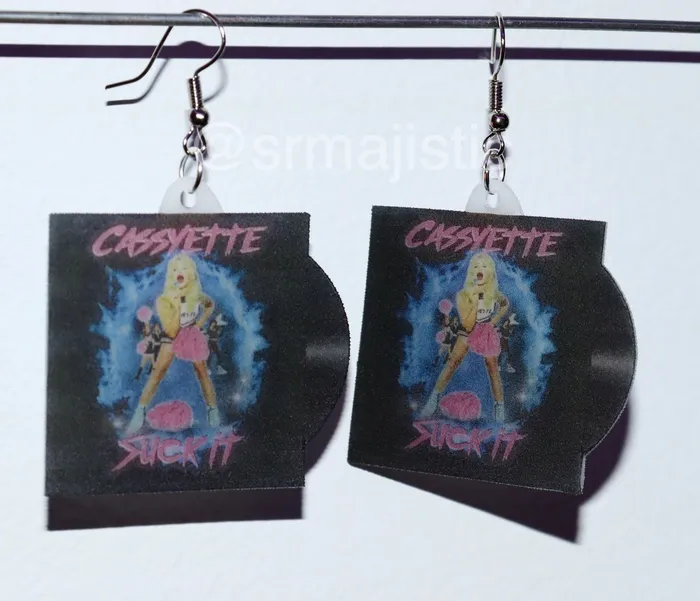 Cassyette Suck It Vinyl Album Handmade Earrings Sam Makes Things Earrings