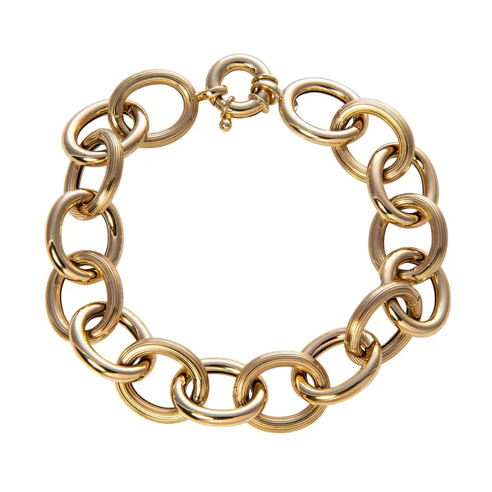 Croghans 14K Yellow Gold Italian Mixed Large Oval Link Bracelet Bracelets