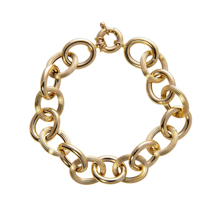 Croghans 14K Yellow Gold Italian Mixed Large Oval Link Bracelet Bracelets