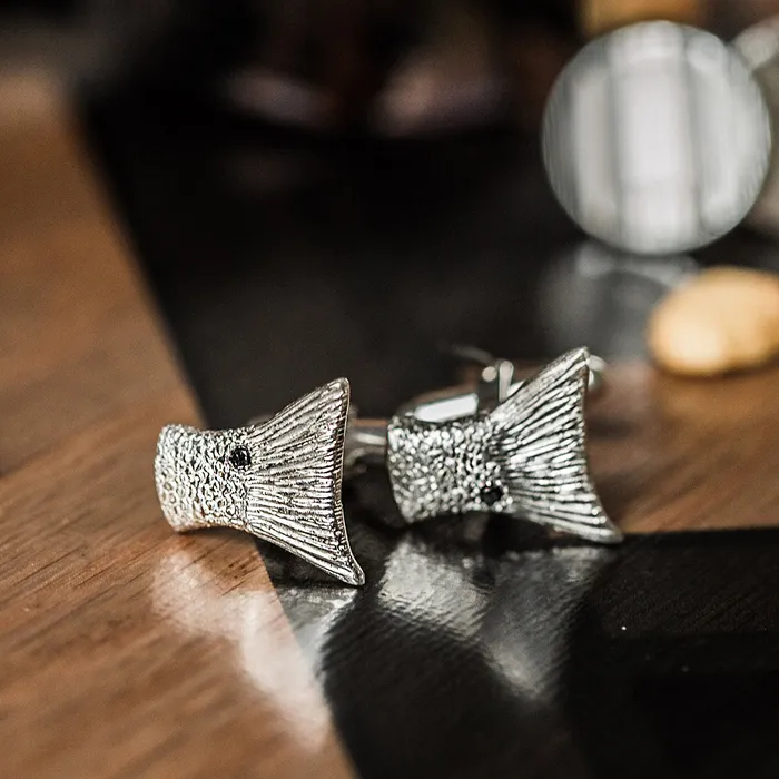 Croghans Sterling Silver Redfish Cufflinks Rings