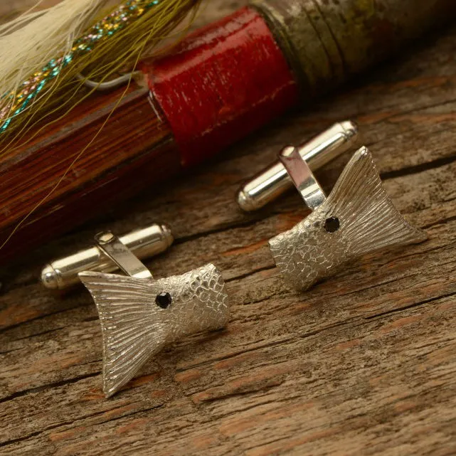 Croghans Sterling Silver Redfish Cufflinks Rings