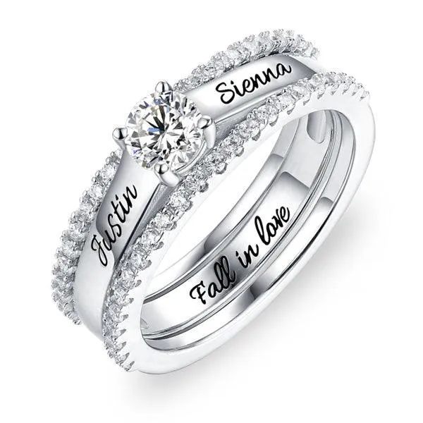 Custom Engraved Promise Ring Set with Simulated Diamond Cubic Zirconia Stackable Couples Rings for Engagement Friendship or Anniversary Belbren Rings Custom Engraved Promise Ring Set with Simulated Diamond Cubic Zirconia Stackable Couples Rings for Engagement Friendship or Anniversary Belbren Rings