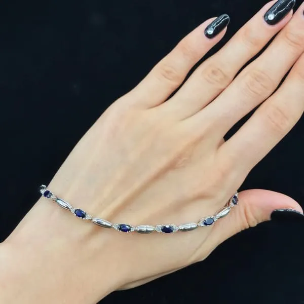 Diamond Source NYC Bracelets Diamond Bracelet with Blue sapphires Diamond Source NYC Bracelets Diamond Bracelet with Blue sapphires