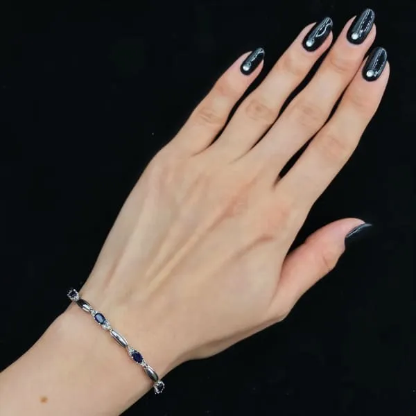 Diamond Source NYC Bracelets Diamond Bracelet with Blue sapphires Diamond Source NYC Bracelets Diamond Bracelet with Blue sapphires