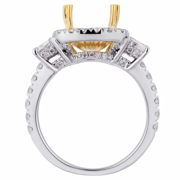 Diamond Source NYC Luxury memorable halo 18k white and yellow gold ring with 80ct diamonds and two 60 TRZ side Rings Diamond Source NYC Luxury memorable halo 18k white and yellow gold ring with 80ct diamonds and two 60 TRZ side Rings