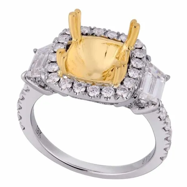 Diamond Source NYC Luxury memorable halo 18k white and yellow gold ring with 80ct diamonds and two 60 TRZ side Rings Diamond Source NYC Luxury memorable halo 18k white and yellow gold ring with 80ct diamonds and two 60 TRZ side Rings