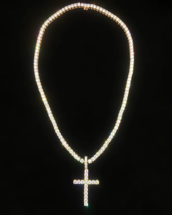 Diamond Source NYC Necklaces Gold Diamond Cross Pendant PEN42500