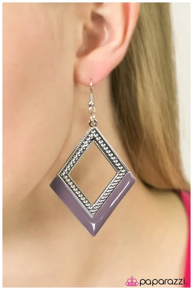 Earrings Paparazzi Earring Queen of Diamonds Purple Paparazzi Jewelry