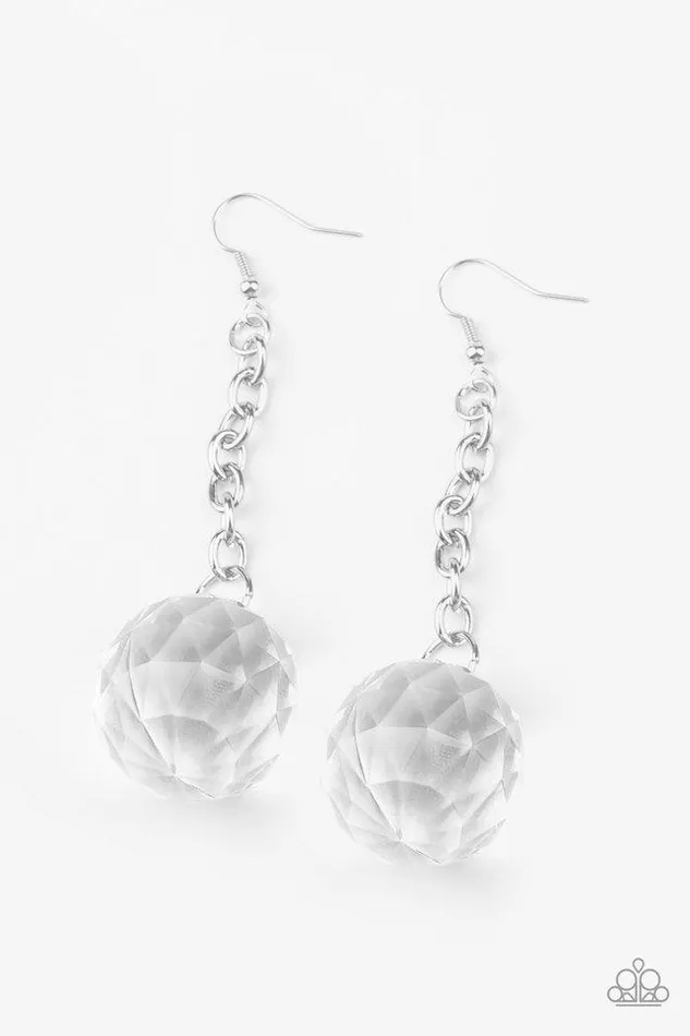 Earrings Paparazzi Earring Spellbound Shimmer White Paparazzi Jewelry
