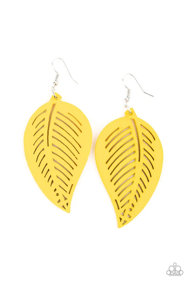 Earrings Paparazzi Earring Tropical Foliage Yellow Paparazzi Jewelry