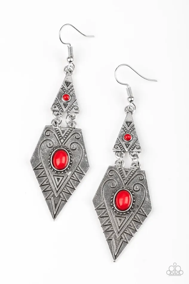 Earrings Paparazzi Jewelry Paparazzi Earring Drifting Dunes Red