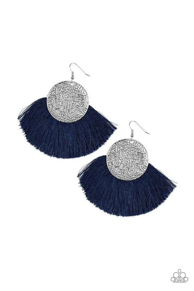 Earrings Paparazzi Jewelry Paparazzi Earring Foxtrot Fringe Blue