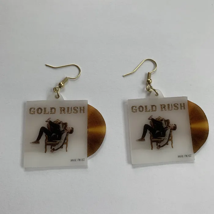 Earrings Sam Makes Things Max Frost Gold Rush Vinyl Album Handmade Earrings