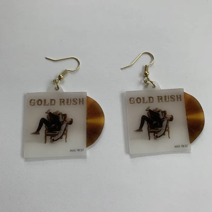 Earrings Sam Makes Things Max Frost Gold Rush Vinyl Album Handmade Earrings