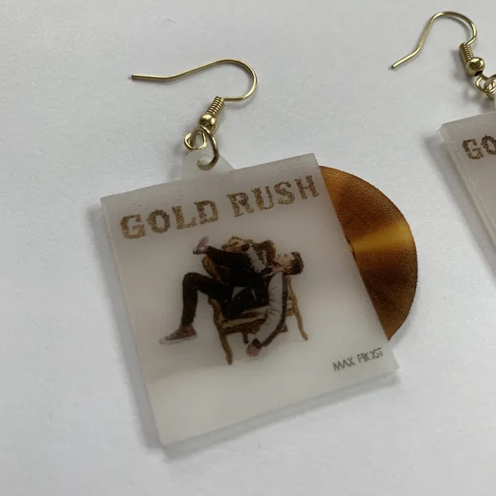 Earrings Sam Makes Things Max Frost Gold Rush Vinyl Album Handmade Earrings