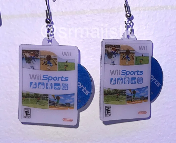Earrings Sam Makes Things Wii Sports Wii Game 2D detailed Handmade Earrings