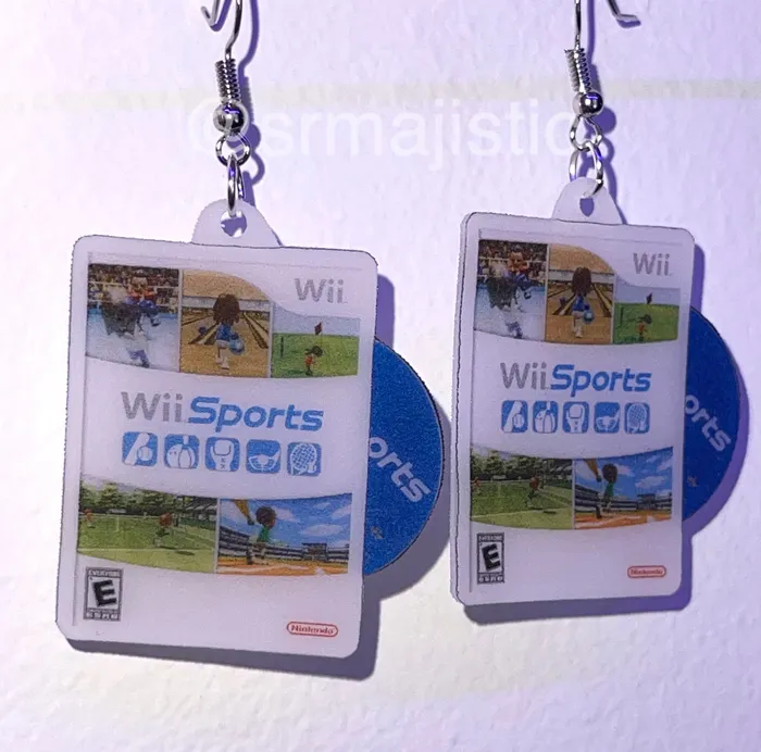 Earrings Sam Makes Things Wii Sports Wii Game 2D detailed Handmade Earrings