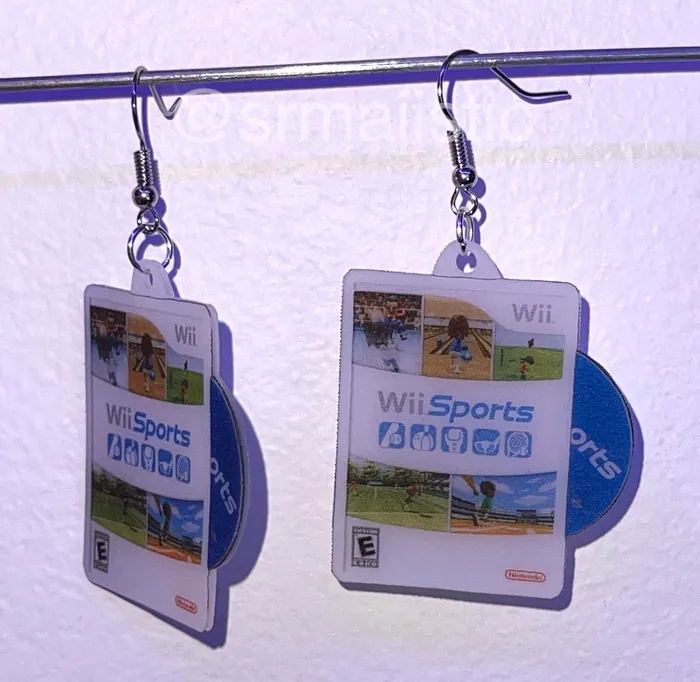 Earrings Sam Makes Things Wii Sports Wii Game 2D detailed Handmade Earrings