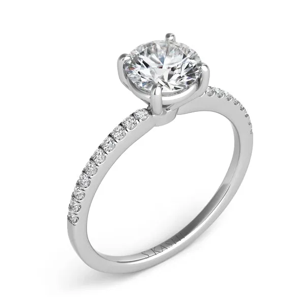 Engagement Collections 14K White Gold Semi Mount Diamond Ring with Round Basket Head Rings