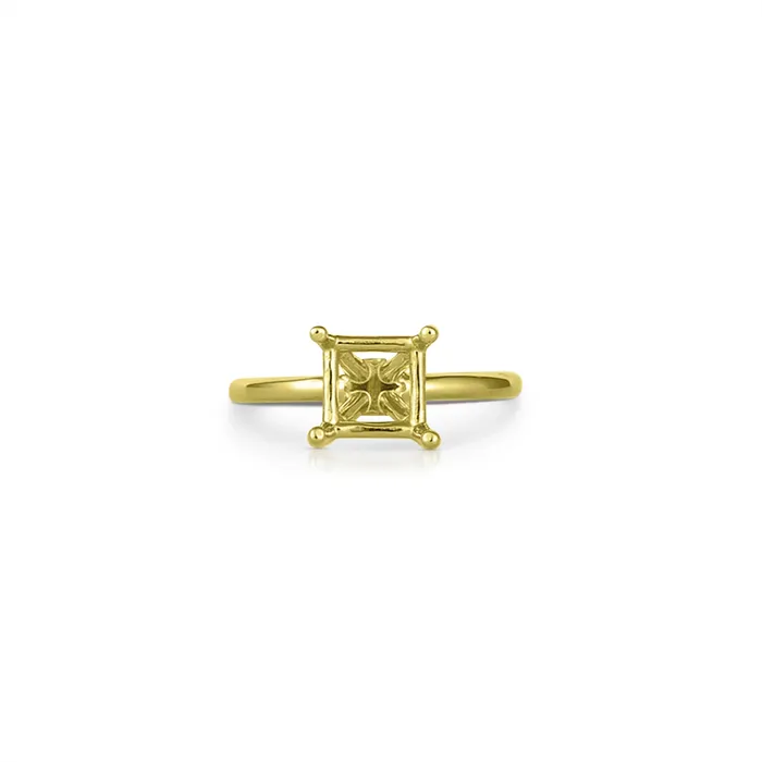 Engagement Collections Rings 14K Yellow Gold Solitaire Ring for Princess Cut Diamond Engagement Collections Rings 14K Yellow Gold Solitaire Ring for Princess Cut Diamond