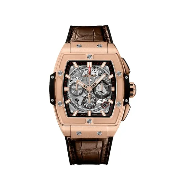 Hublot Spirit of Big Bang Chronograph King Gold 42mm Watch Ref 641OX0183LR Skeleton Dial in 18K Rose Gold Case Brown Leather Strap Hublot PreStyled Sets Hublot Spirit of Big Bang Chronograph King Gold 42mm Watch Ref 641OX0183LR Skeleton Dial in 18K Rose Gold Case Brown Leather Strap Hublot PreStyled Sets