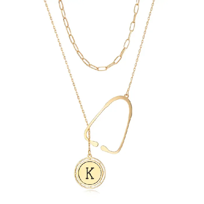 Layered Personalized Stethoscope Necklace with Custom Initial Charm Perfect Gift for Doctors Nurses and Medical Professionals Belbren Necklaces