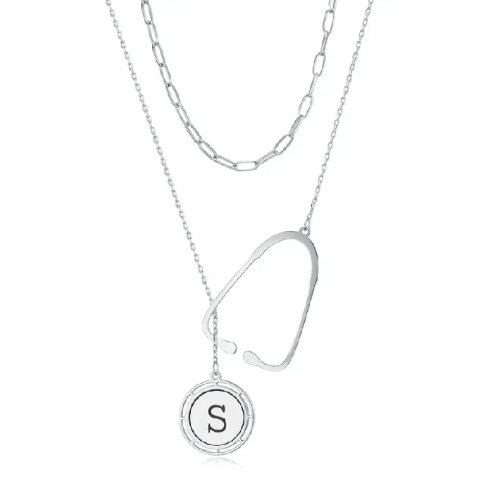 Layered Personalized Stethoscope Necklace with Custom Initial Charm Perfect Gift for Doctors Nurses and Medical Professionals Belbren Necklaces