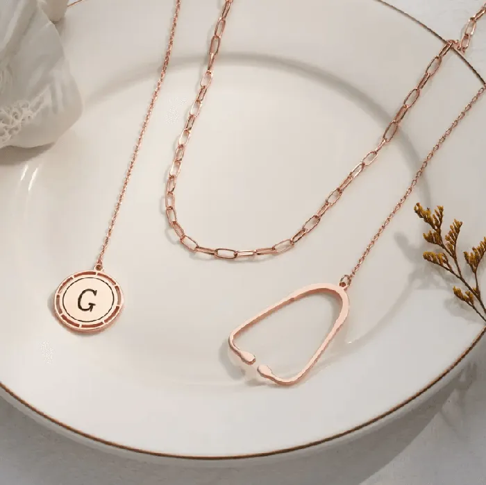 Layered Personalized Stethoscope Necklace with Custom Initial Charm Perfect Gift for Doctors Nurses and Medical Professionals Belbren Necklaces