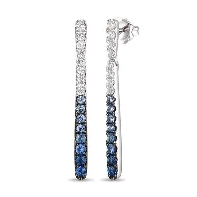 Le Vian Earrings Le Vian 14K Vanilla Gold White and Ombre Blue Sapphire Dangle Earrings Le Vian Earrings Le Vian 14K Vanilla Gold White and Ombre Blue Sapphire Dangle Earrings