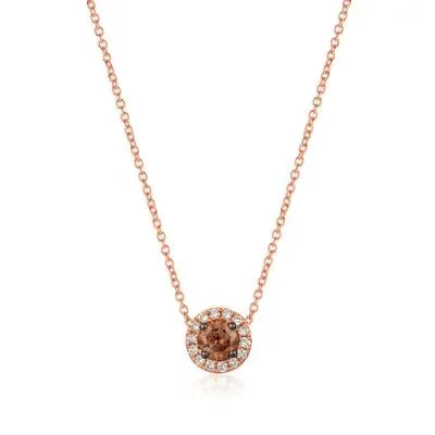 Le Vian Necklaces Le Vian 14K Strawberry Gold Chocolate Diamond Pendant Necklace with Vanilla Diamond Halo Le Vian Necklaces Le Vian 14K Strawberry Gold Chocolate Diamond Pendant Necklace with Vanilla Diamond Halo