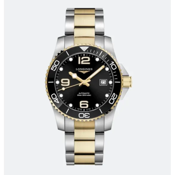 Longines Hydroconquest TwoTone Black Dial 41mm Automatic Longines Rings