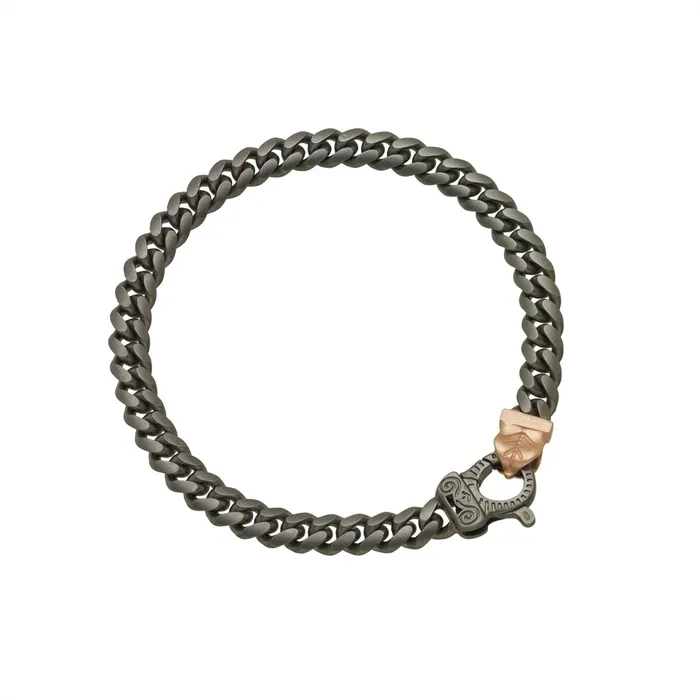 Marco Dal Maso Flaming Tongue Oxidized Silver with Rose Gold Plating Link Bracelet Marco Dal Maso Bracelets