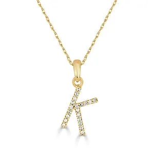 Meierotto Jewelers Necklaces 14K Yellow Gold Diamond K Initial Pendant Necklace Meierotto Jewelers Necklaces 14K Yellow Gold Diamond K Initial Pendant Necklace
