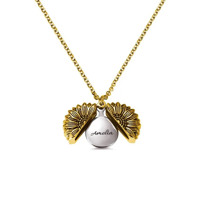 Necklaces Belbren Personalized Sunflower Locket Necklace Engravable You Are My Sunshine Pendant Perfect Gift for Birthdays Anniversaries Necklaces Belbren Personalized Sunflower Locket Necklace Engravable You Are My Sunshine Pendant Perfect Gift for Birthdays Anniversaries
