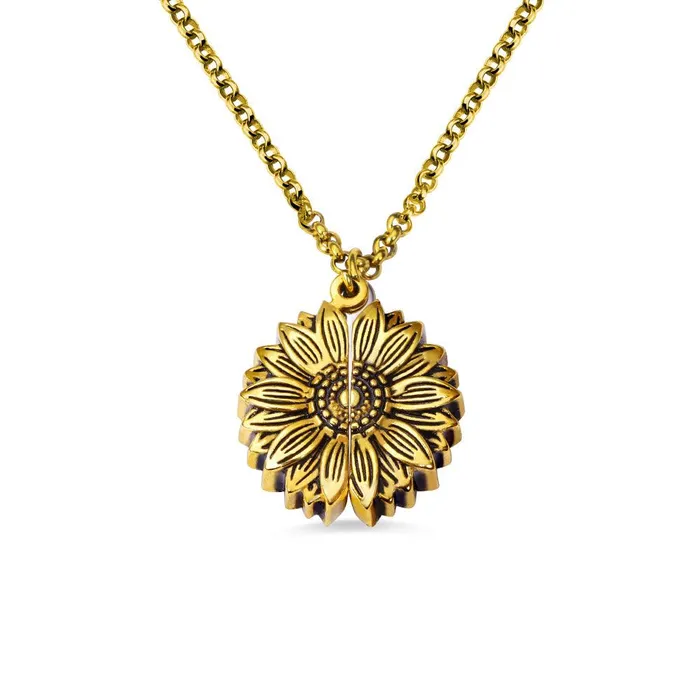Necklaces Belbren Personalized Sunflower Locket Necklace Engravable You Are My Sunshine Pendant Perfect Gift for Birthdays Anniversaries