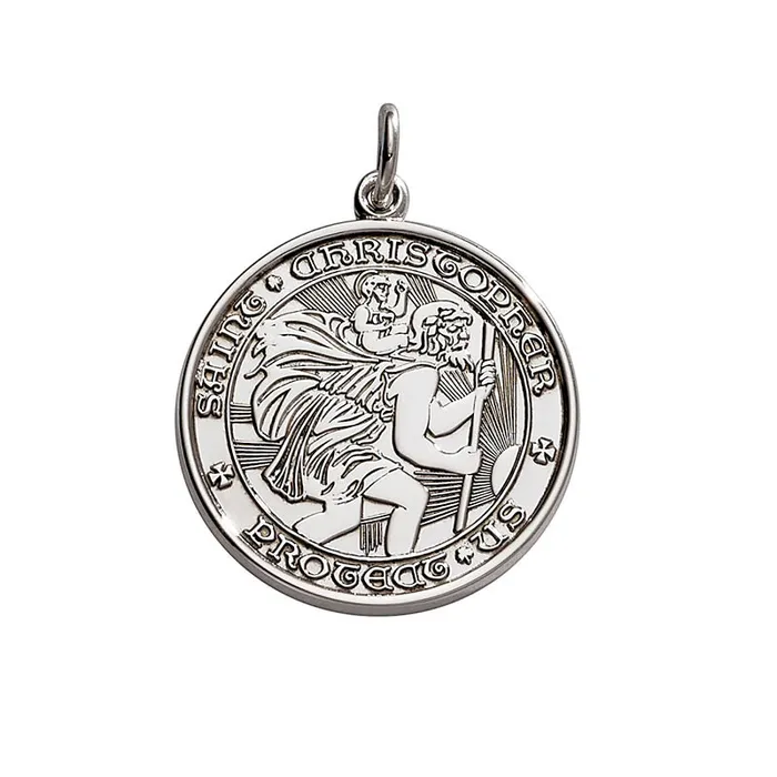 Necklaces Croghans Sterling Silver St Christopher Medal Pendant