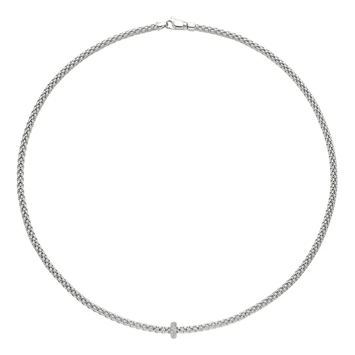 Necklaces FOPE Fope 18K White Gold Prima Collection Necklace with Diamond Rondel 17 inch