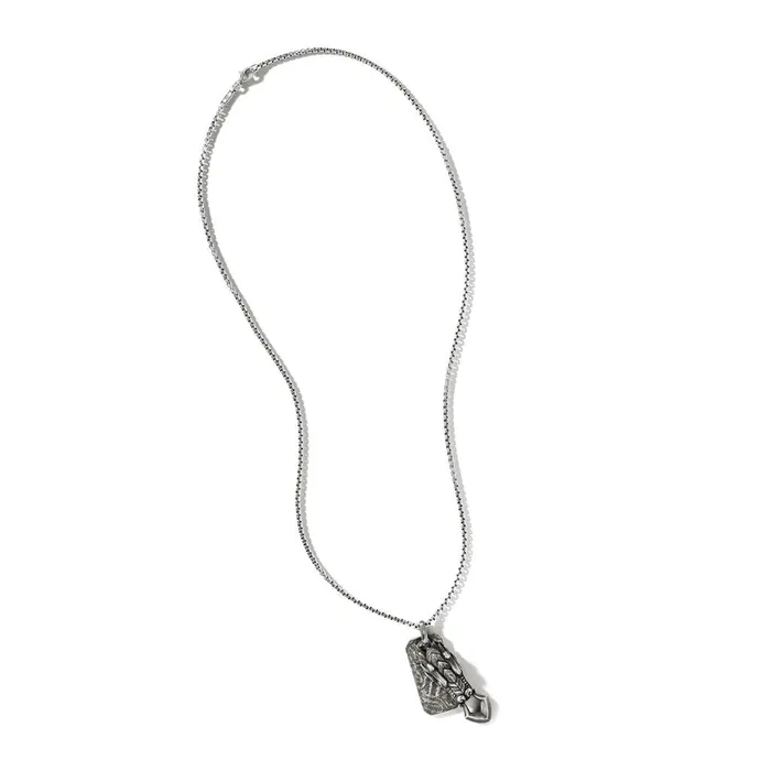 Necklaces John Hardy John Hardy Mens Legends Naga Sterling Silver Dragon Head and Tag Pendant Necklace with Blue Sapphire Eyes 24 inch Necklaces John Hardy John Hardy Mens Legends Naga Sterling Silver Dragon Head and Tag Pendant Necklace with Blue Sapphire Eyes 24 inch
