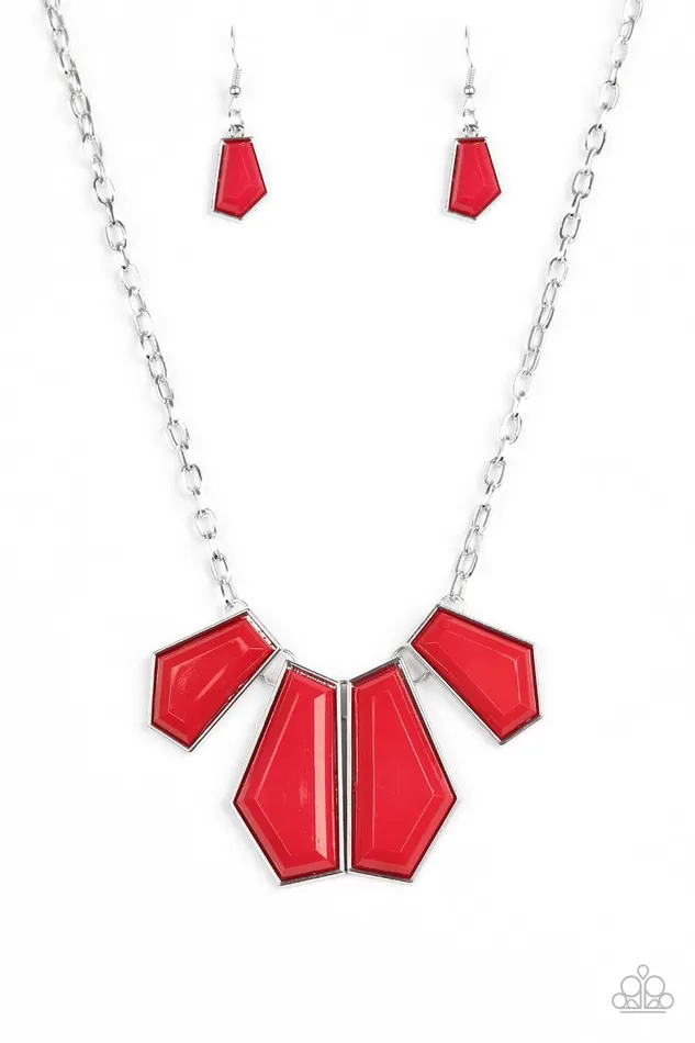 Necklaces Paparazzi Jewelry Paparazzi Necklace Get Up and GEO Red