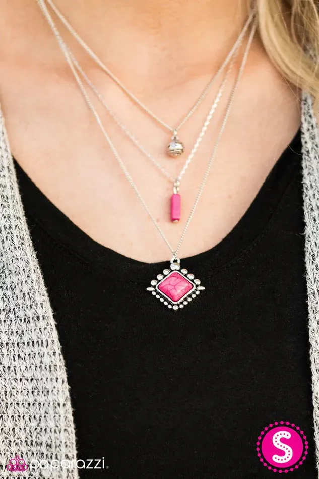 Necklaces Paparazzi Jewelry Paparazzi Necklace Leave No SANDSTONE Unturned Pink