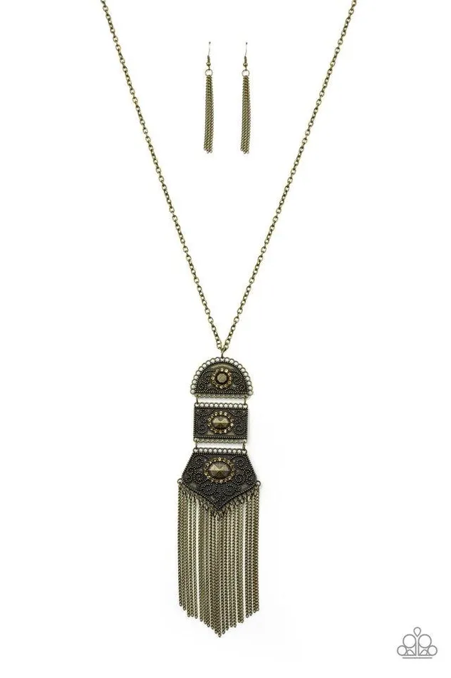 Necklaces Paparazzi Jewelry Paparazzi Necklace Tassel Tycoon Brass