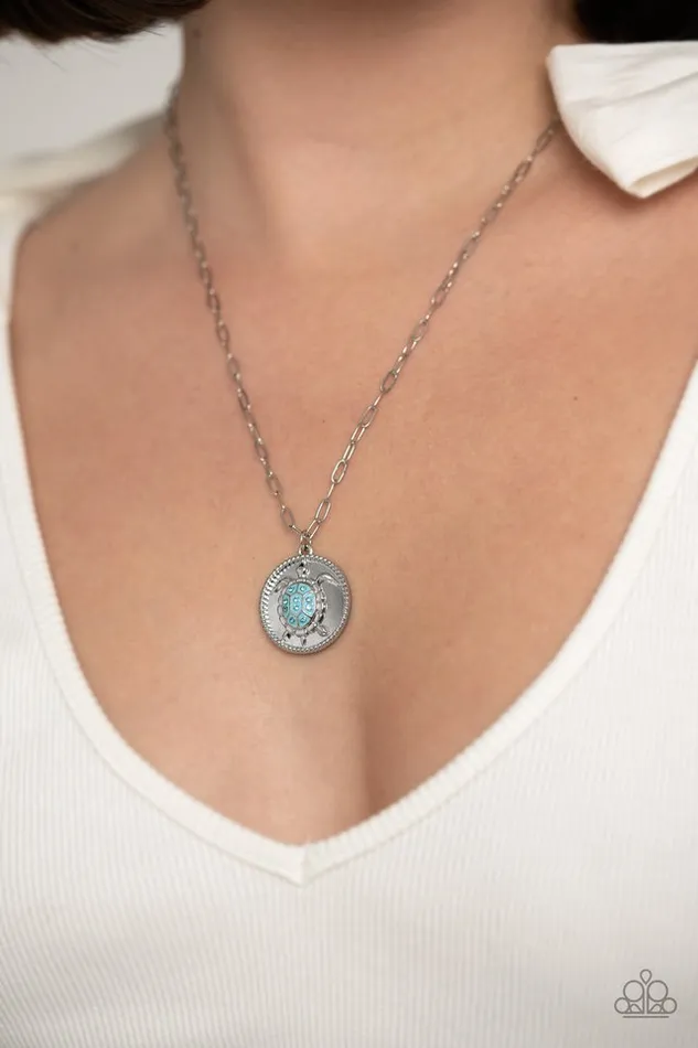 Necklaces Paparazzi Necklace Sea Turtle Shimmer Blue Paparazzi Jewelry