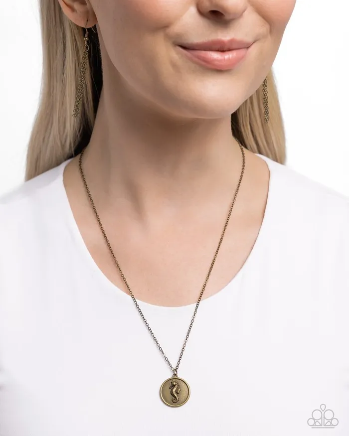 Necklaces Paparazzi Necklace Seahorse Solo Brass Paparazzi Jewelry