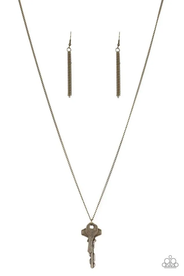 Necklaces Paparazzi Necklace The Keynoter Brass Paparazzi Jewelry